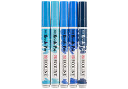 Brushpen Talens Ecoline set-blauw blister à 5 stuks ass