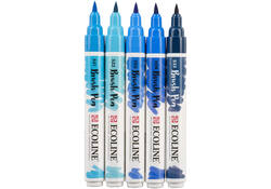 Brushpen Talens Ecoline set-blauw blister à 5 stuks ass
