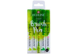 Brushpen Talens Ecoline set-groen blister à 5 stuks ass