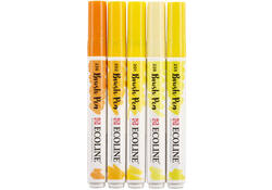 Brushpen Talens Ecoline set-geel blister à 5 stuks ass
