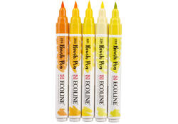 Brushpen Talens Ecoline set-geel blister à 5 stuks ass