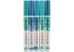 Brushpen Talens Ecoline set-groenblauw blister à 5 stuks ass