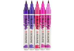 Brushpen Talens Ecoline set-violet blister à 5 stuks ass