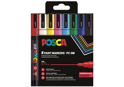 Verfstift Posca PC3M fijn assorti set à 8 stuks