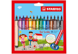 Viltstift STABILO Trio Scribbi 368/14 assorti etui à 14 stuks