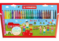 Viltstift STABILO Trio A-Z 378/30 assorti etui à 30 stuks
