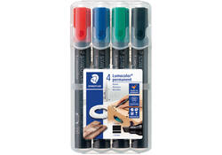 Viltstift Staedtler Lumocolor 350 permanent schuin set à 4 stuks assorti