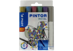 Verfstift Pilot Pintor metallic fijn assorti etui à 6 stuks