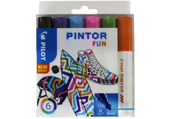 Verfstift Pilot Pintor fun medium assorti etui à 6 stuks