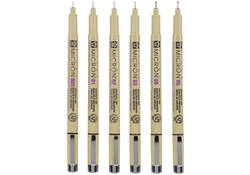 Fineliner Sakura pigma micron set 6stuks zwart