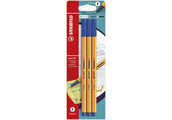 Fineliner STABILO point 88 fijn blauw blister à 3 stuks