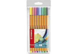 Fineliner STABILO point 88/8 fijn pastel assorti etui à 8 stuks