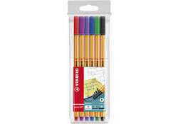 Fineliner STABILO point 88/6 fijn assorti etui à 6 stuks