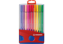 Viltstift STABILO Pen 68/20 ColorParade in rood/blauw etui M ass 20st