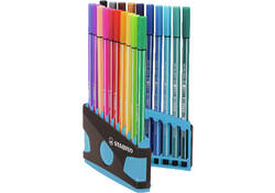 Viltstift STABILO Pen 68/20 ColorParade in antr/turq etui M ass 20st