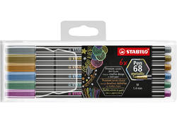 Viltstift STABILO Pen 68/06 medium metallic assorti etui à 6 stuks