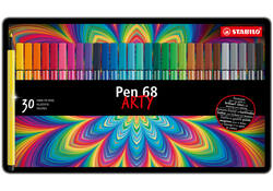 Viltstift STABILO Pen 68/30 Arty medium assorti blik à 30 stuks