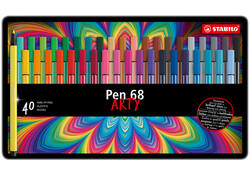 Viltstift STABILO Pen 68/40 Arty medium assorti blik à 40 stuks