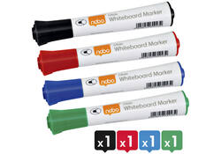 Viltstift Nobo whiteboard Glide rond assorti 3mm 4st