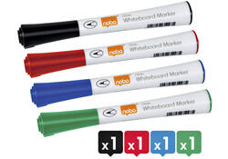 Viltstift Nobo whiteboard Glide rond assorti 1mm 4st