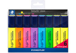 Markeerstift Staedtler 364 Textsurfer set à 6 stuks assorti + 2 geel gratis