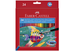 Kleurpotloden Faber-Castell aquarel incl penseel assorti set à 24 stuks