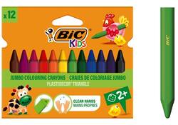 Kleurkrijt BicKids 857 Plastidecor triangel assorti etui à 12st