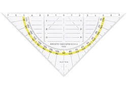 Geodriehoek Aristo 1552 160mm transparant met gele rand