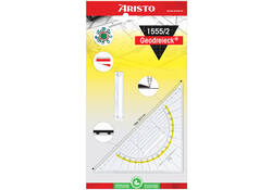Geodriehoek Aristo 1552 160mm transparant met gele rand
