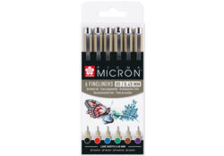 Fineliner Sakura Pigma Micron 05 basic set 6 kleuren