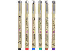 Fineliner Sakura Pigma Micron 05 basic set 6 kleuren