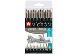 Fineliner & brush set Sakura Pigma Micron 7 + 1 Pigma Micron PN gratis