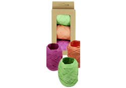 Lint raffia assorti: oranje, groen & roze