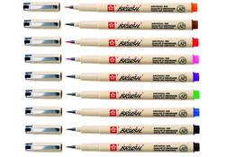 Viltift met brushpen Bruynzeel Sakura Pigma etui à 9 kleuren