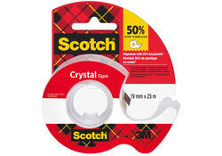 Plakband Scotch Crystal 600 19mmx25m transparant + handdispenser