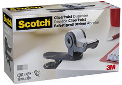 Plakbandhouder Scotch Clip C19 donkergrijs + 4rol magic tape 19mmx33m