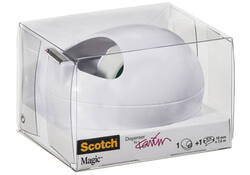 Plakbandhouder Scotch C36 Pebble wit + 1 rol magic tape 19mmx7.5m