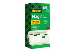 Plakband Scotch Magic 810 19mmx33m onzichtbaar mat 12+2 gratis