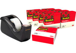 Plakband Scotch Crystal 600 19mmx33m transparant + gratis C60 plakbandhouder