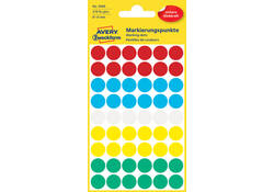 Etiket Avery Zweckform 3088 rond 12mm assorti 270stuks