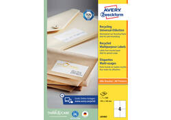 Etiket Avery Zweckform LR3483 105x148mm A6 recycled wit 400stuks