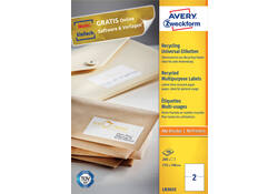Etiket Avery Zweckform LR3655 210x148mm A5 recycled wit 200stuks