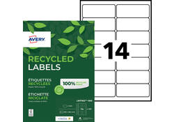 Etiket Avery LR7163-100 99.1x38.1mm recycled wit 1400stuks