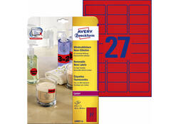 Etiket Avery L6003-25 63.5x29.6 neon rood 675stuks