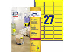 Etiket Avery L6004-25 63.5x29.6 neon geel 675stuks