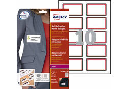 Naambadge etiket Avery L4786-20 80x50mm rood kader 200stuks