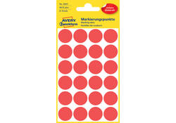 Etiket Avery Zweckform 3004 rond 18mm rood 96stuks