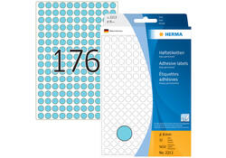 Etiket HERMA 2213 rond 8mm blauw 5632stuks