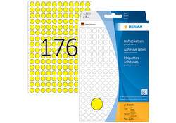 Etiket HERMA 2211 rond 8mm geel 5632stuks