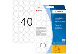 Etiket HERMA 2250 rond 19mm wit 1280stuks